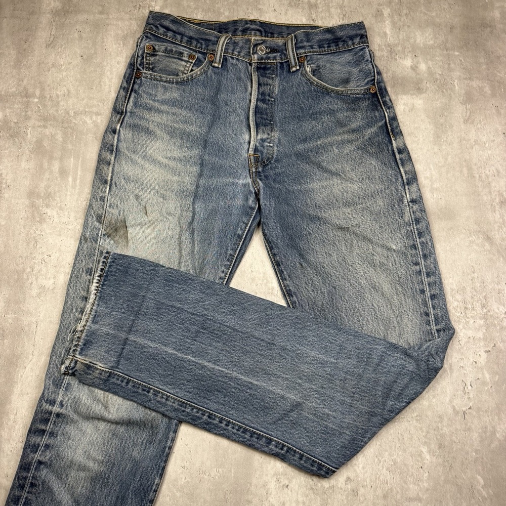 Levis 501 Jeans Mens 30x36 Blue Button Fly Denim Pants Faded Original Classic